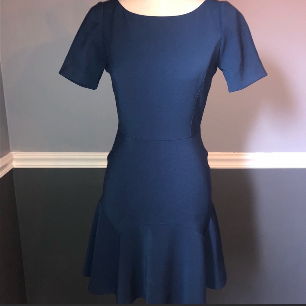 Casual or dressy navy fit and flare dress
